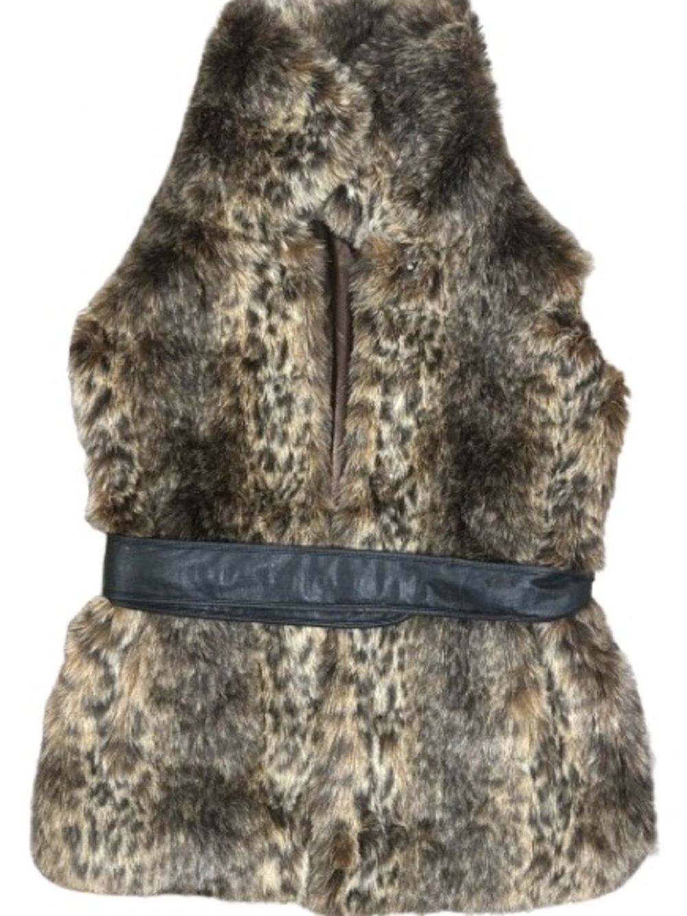 Aqua Brown Faux Fur Trim Jacket